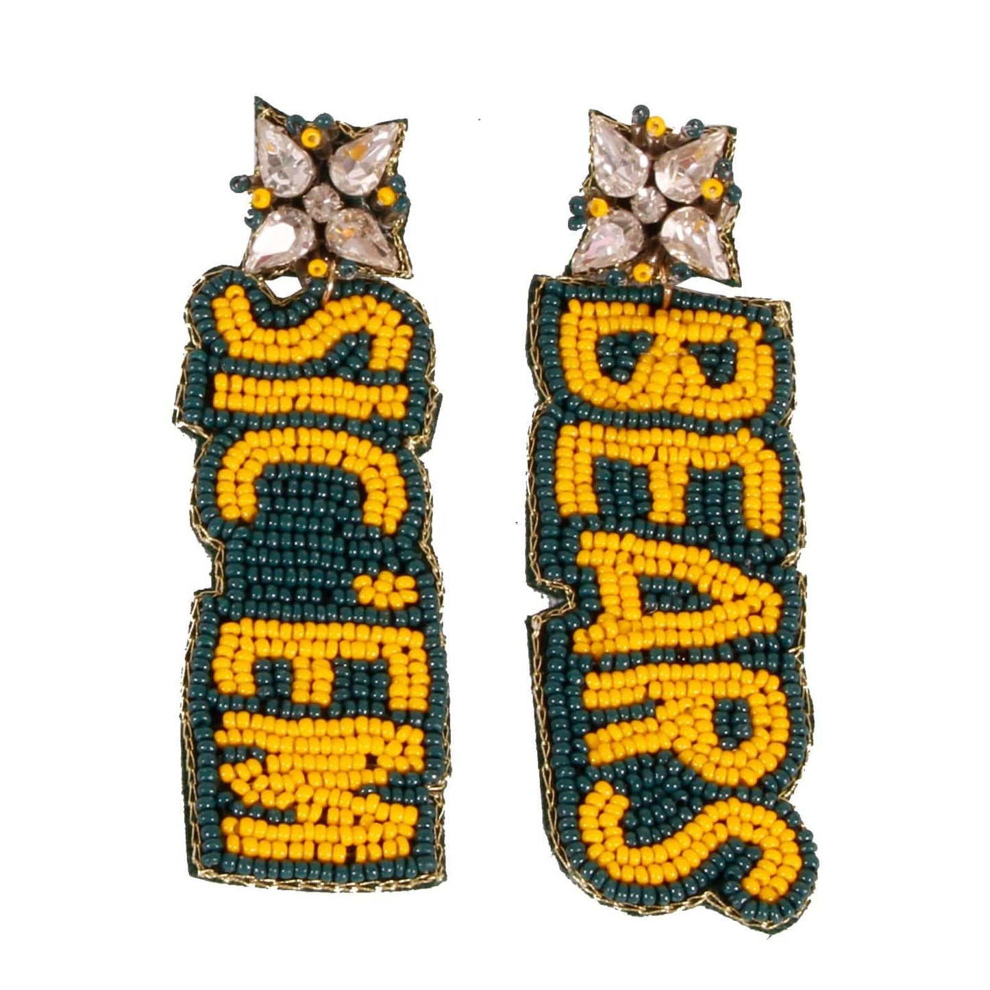 Baylor Sic 'em Bears Beaded Earrings in Green and Gold by Desden