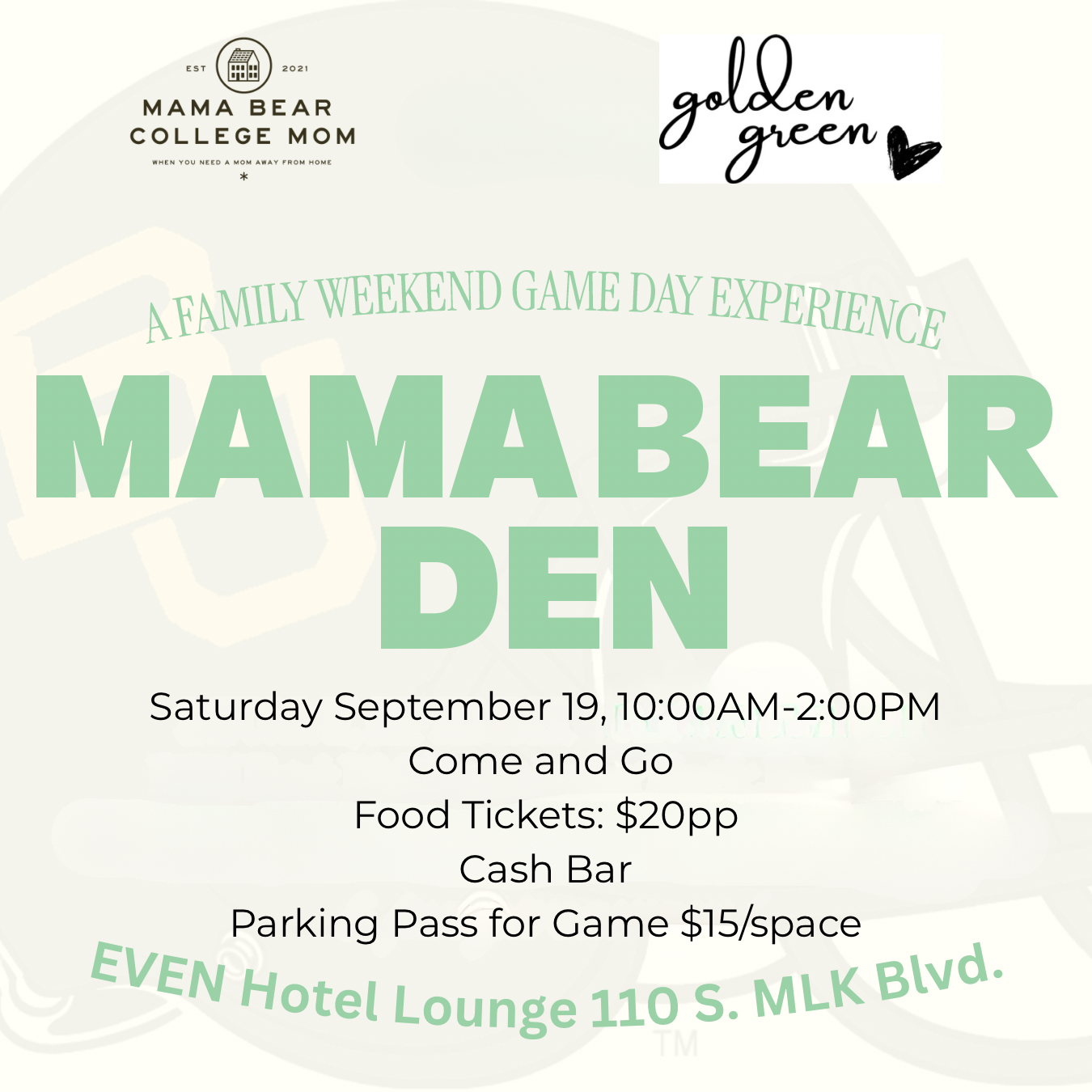Mama Bear Den Family Tailgate Sept 19