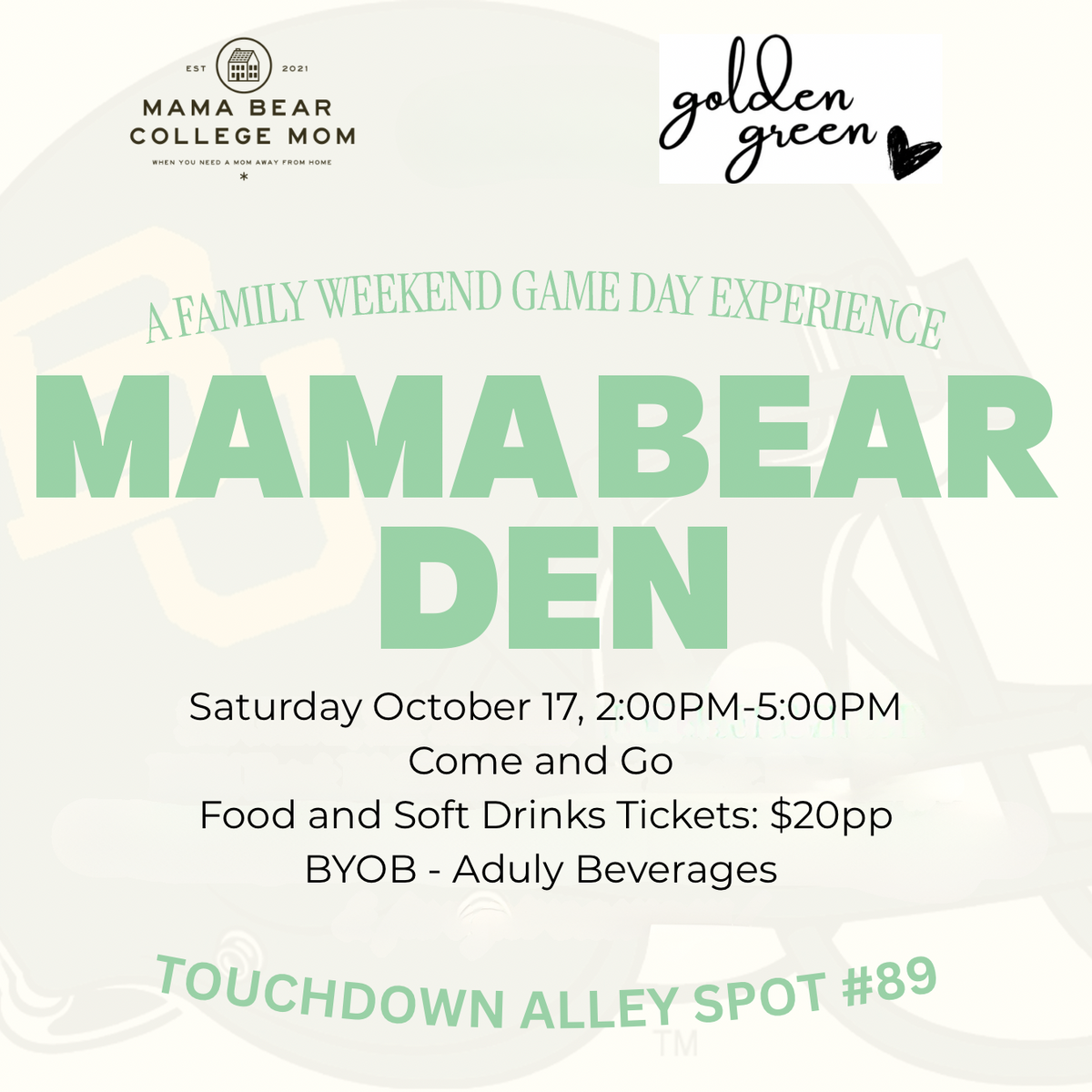 Mama Bear Den Family Tailgate Oct 17- TCU Black Out Game!
